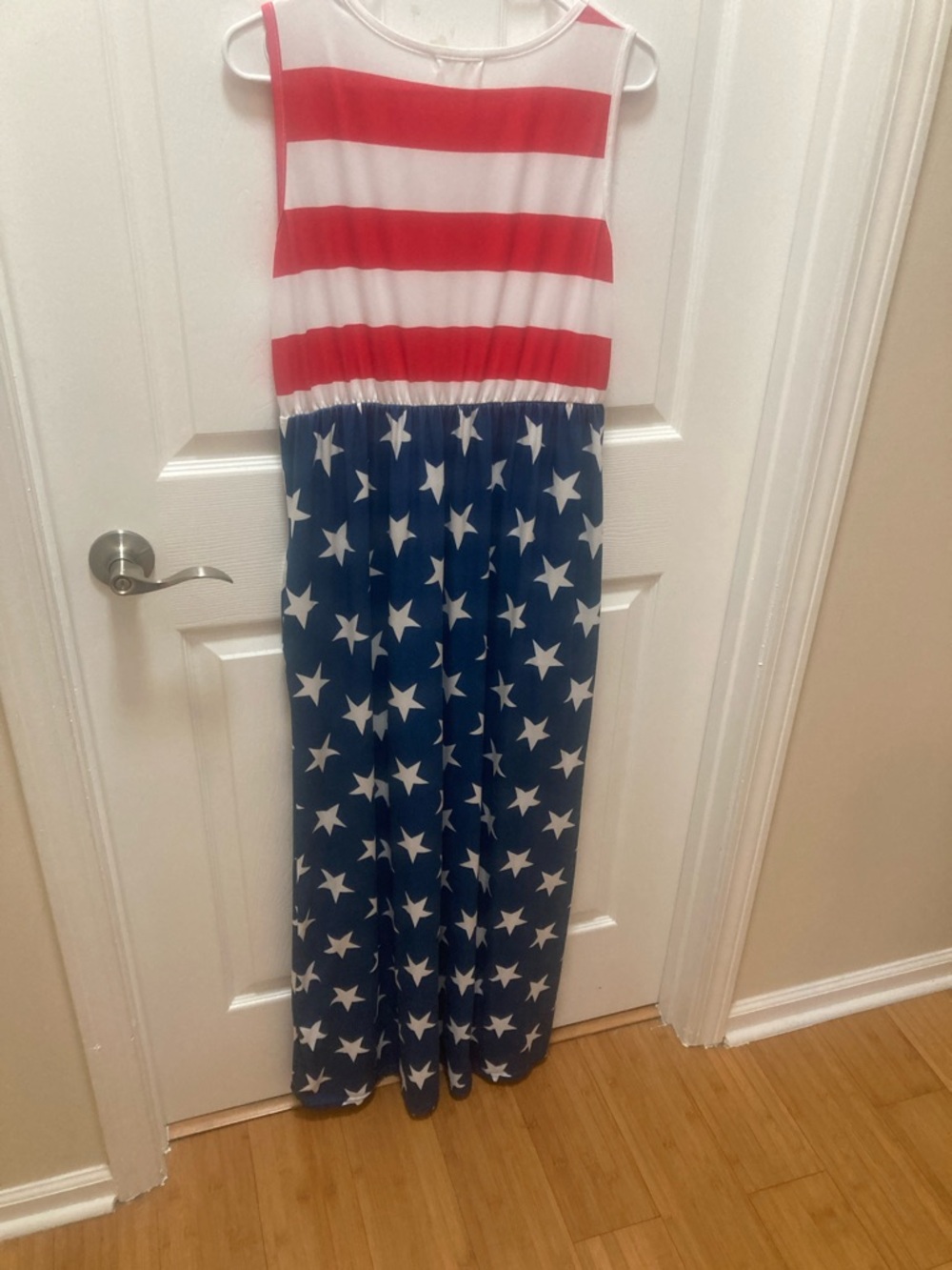 Sleeveless Red, White & Blue Star-Spangled Maxi Dress - Picture 6 of 6